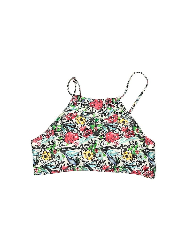 Pre-owned Unbranded Swimsuit Top Green Print Pattern Swimwear