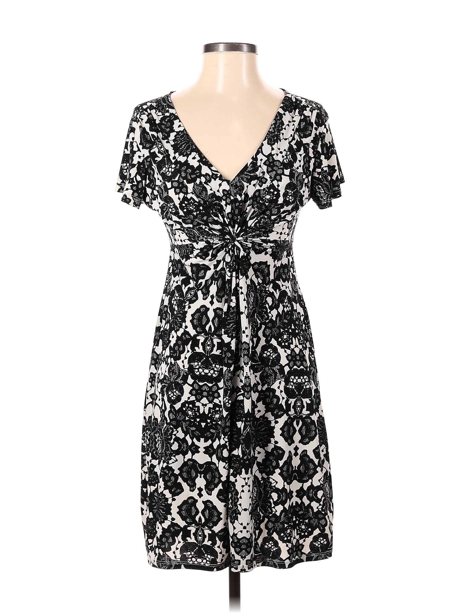 Daisy Fuentes Damask Baroque Print Black Cocktail Dress Size S - 50% ...