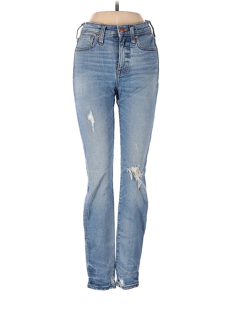 Madewell Tortoise Hearts Blue 9" High-Rise Skinny Jeans: Destructed-Hem Edition 24 Waist - photo 1