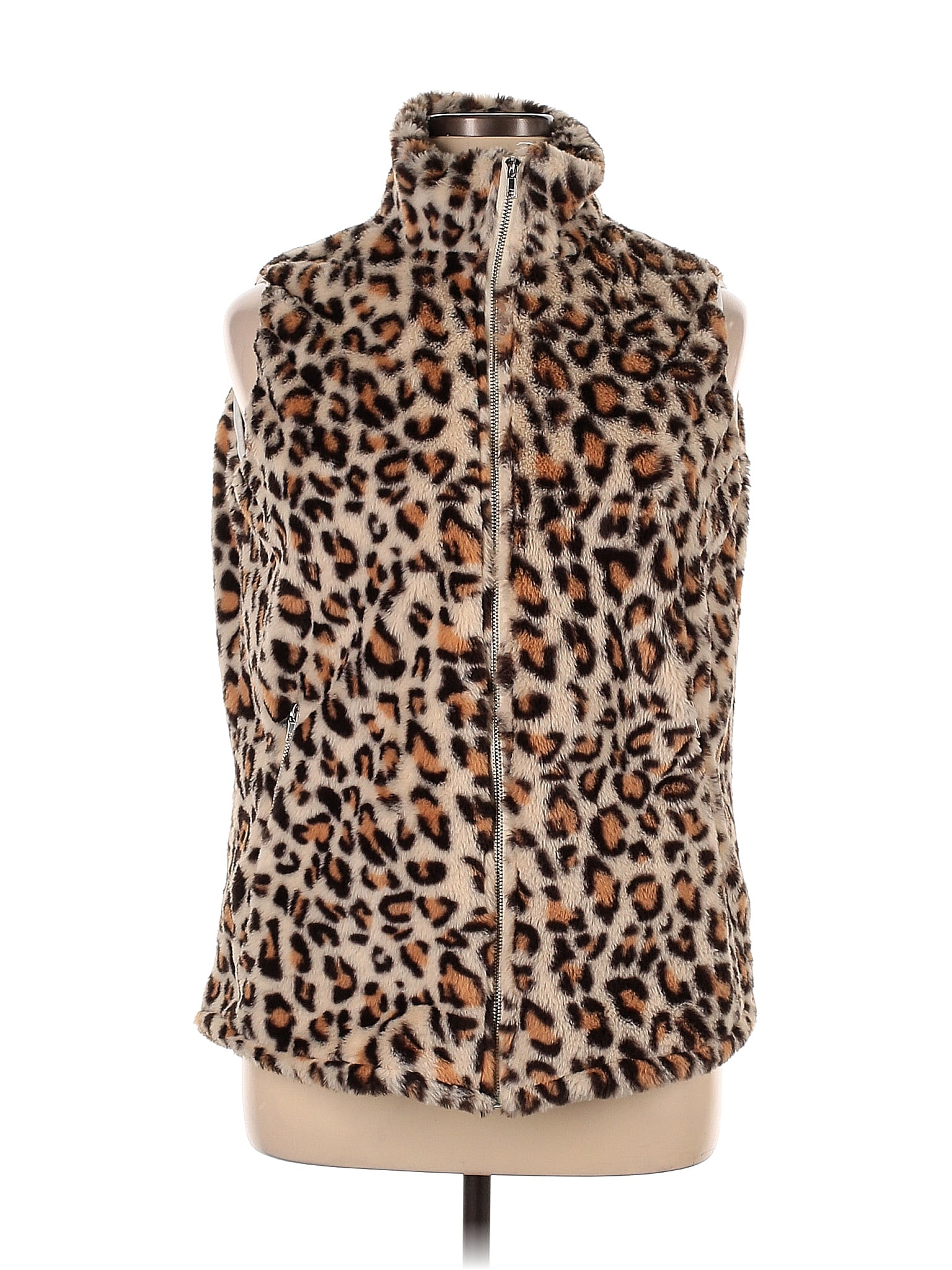 Assorted Brands Animal Print Leopard Print Brown Faux Fur Vest Size XL ...