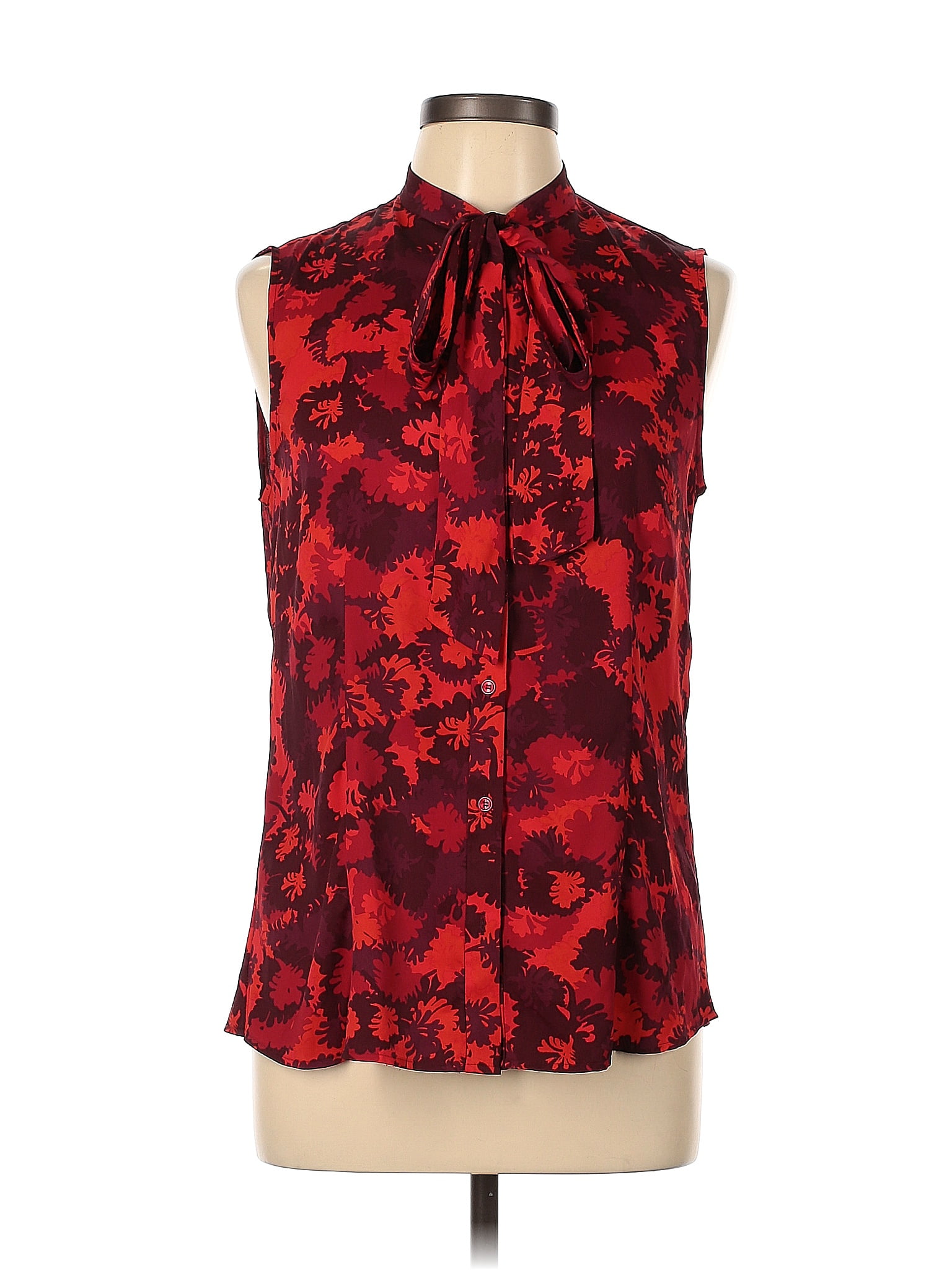 Anne Klein Brocade Red Short Sleeve Blouse Size 10 72 off ThredUp