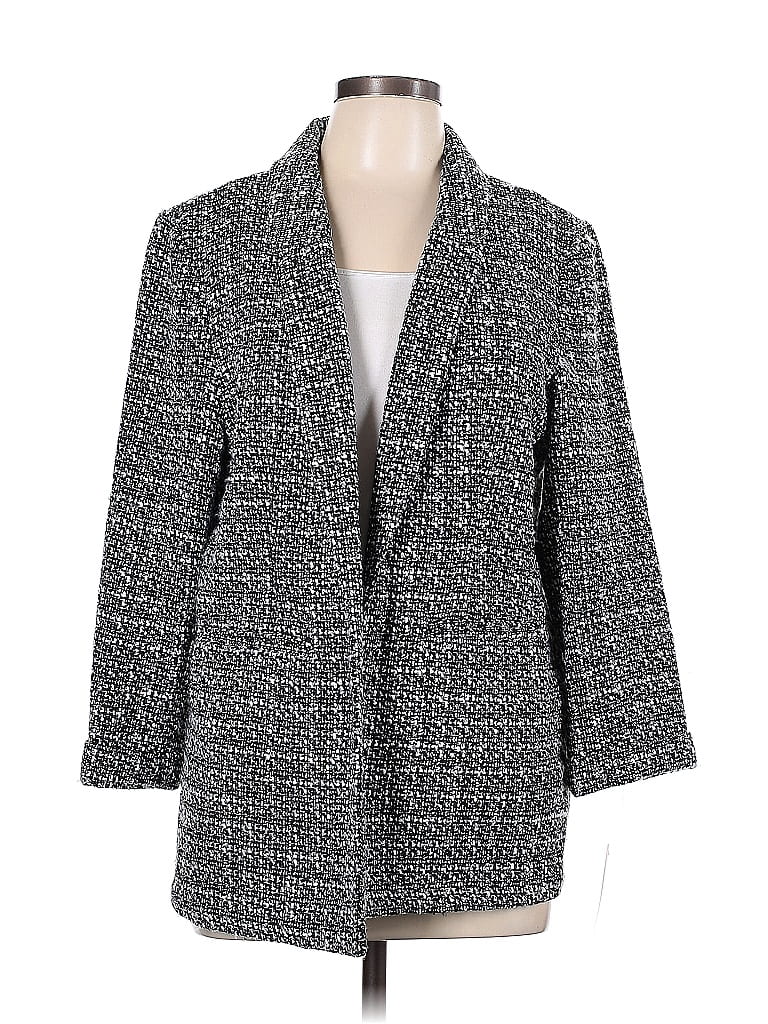 NANETTE Nanette Lepore Houndstooth Marled Tweed Gray Coat Size L - photo 1