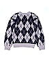 H&M Houndstooth Jacquard Argyle Checkered-gingham Grid Plaid Chevron-herringbone Chevron Blue Pullover Sweater Size 12 - 14 - photo 2