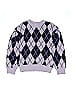 H&M Houndstooth Jacquard Argyle Checkered-gingham Grid Plaid Chevron-herringbone Chevron Blue Pullover Sweater Size 12 - 14 - photo 1