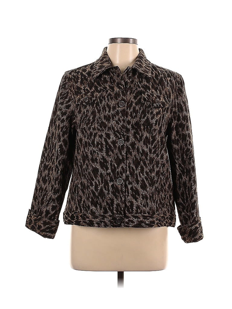 Charter Club Animal Print Leopard Print Brown Jacket Size L - photo 1