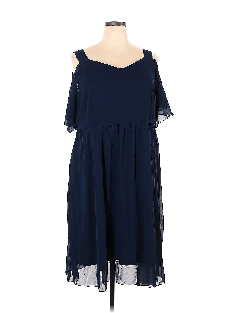 Shein 100% Polyester Solid Blue Casual Dress Size 4X (Plus) - photo 1