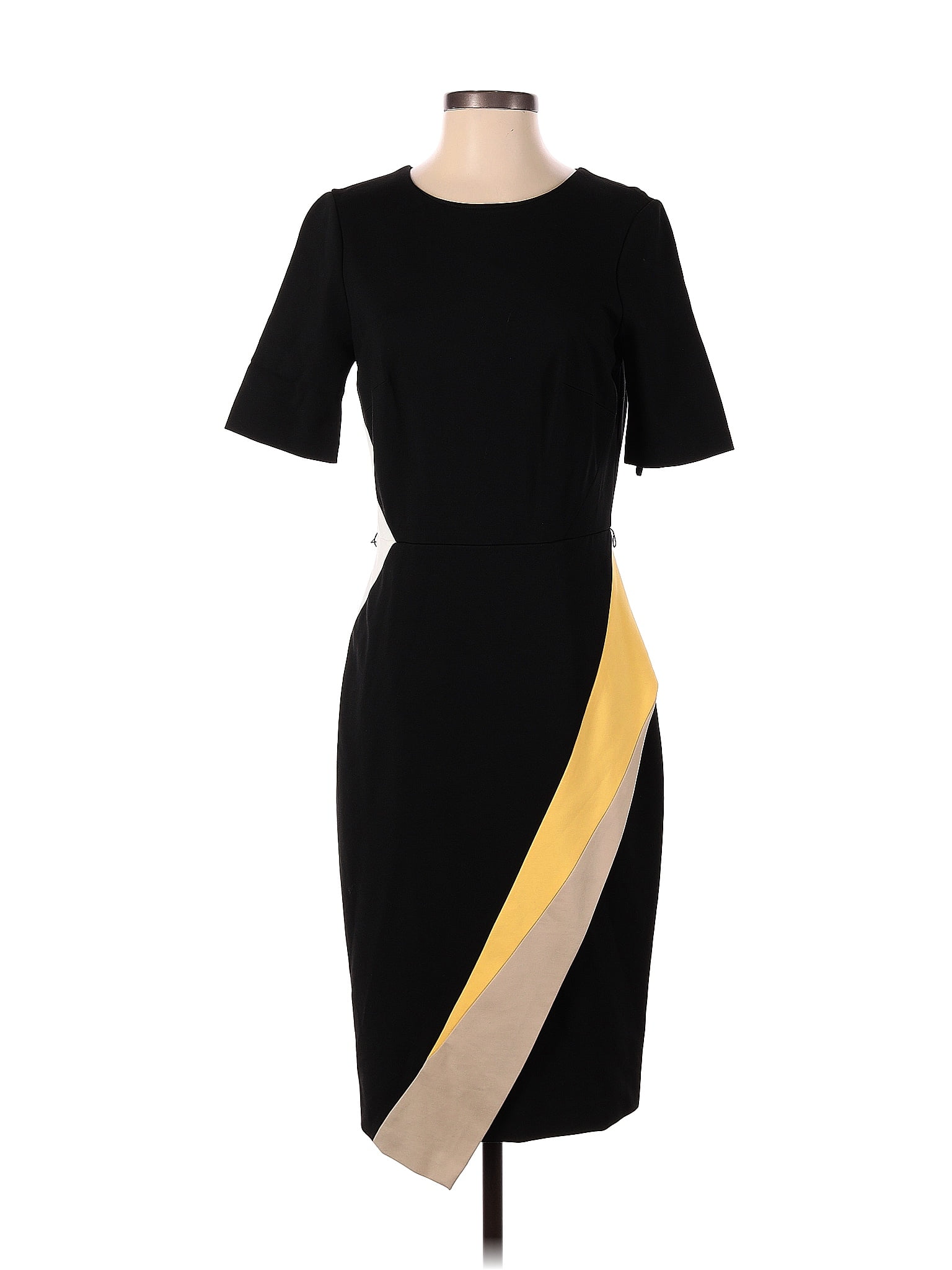 White House Black Market Graphic Color Block Black Casual Dress Size 4 ...
