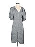 Lewit 100% Viscose Houndstooth Argyle Checkered-gingham Plaid Chevron-herringbone Gray Casual Dress Size 0 - photo 1