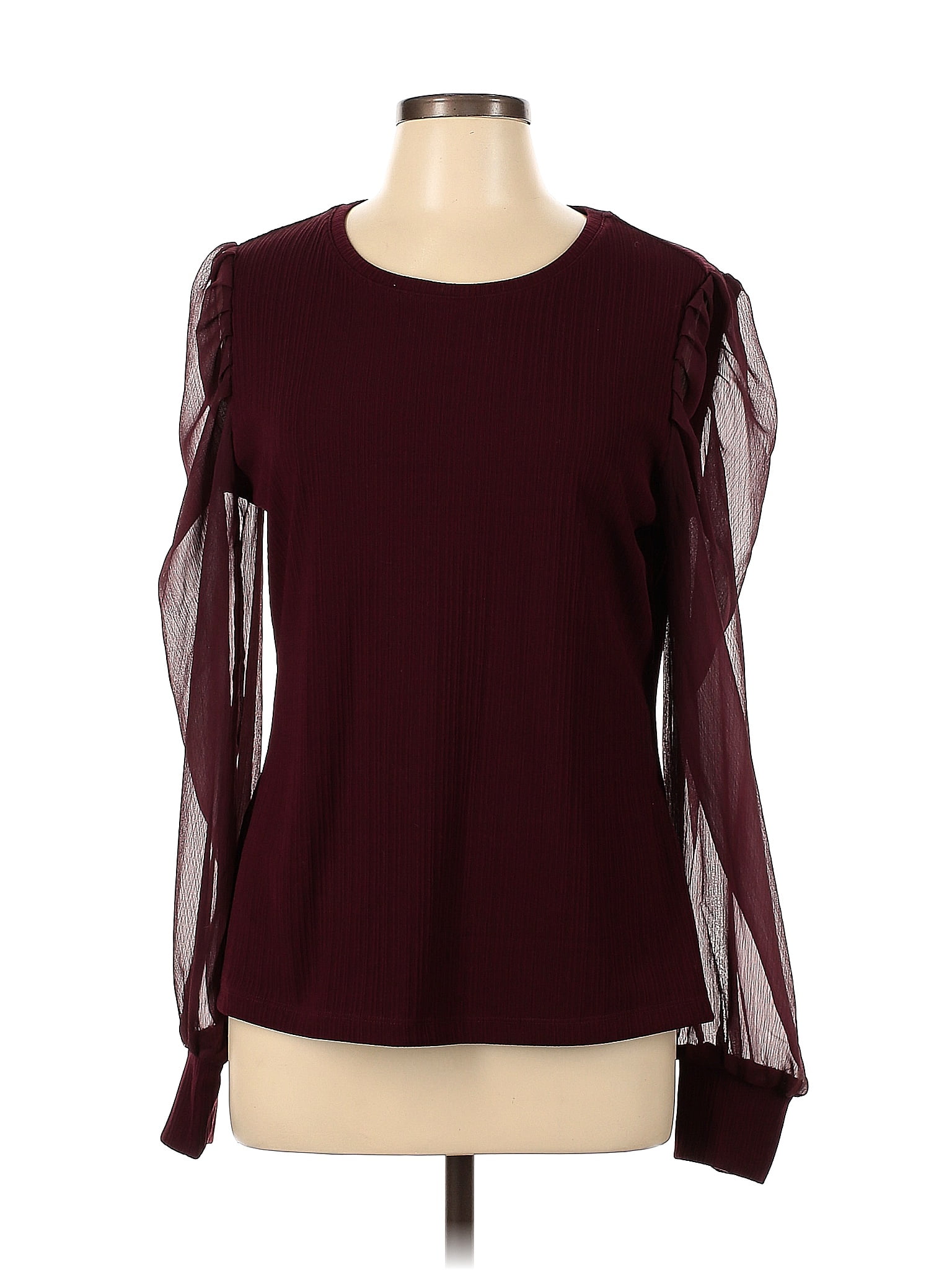 Nine West Burgundy Long Sleeve Top Size L 75 Off Thredup