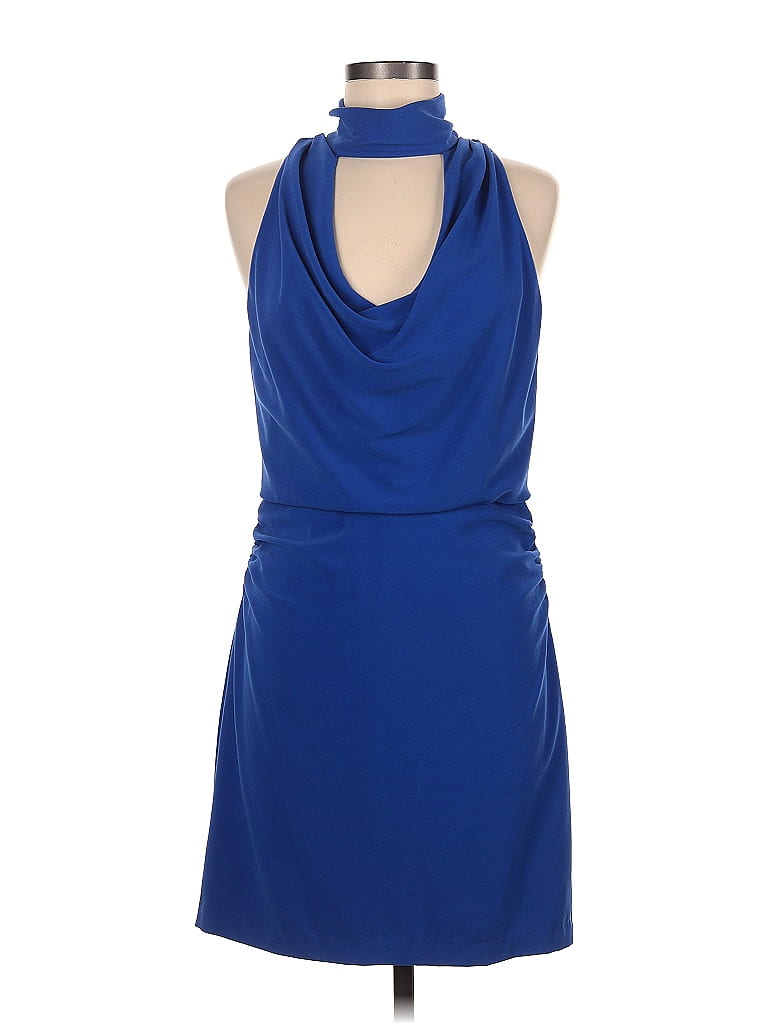 Halston Solid Blue Cocktail Dress Size 6 77 Off Thredup