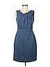 T Tahari Solid Blue Casual Dress Size 8 - photo 1