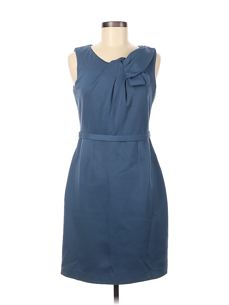 T Tahari Solid Blue Casual Dress Size 8 - photo 1