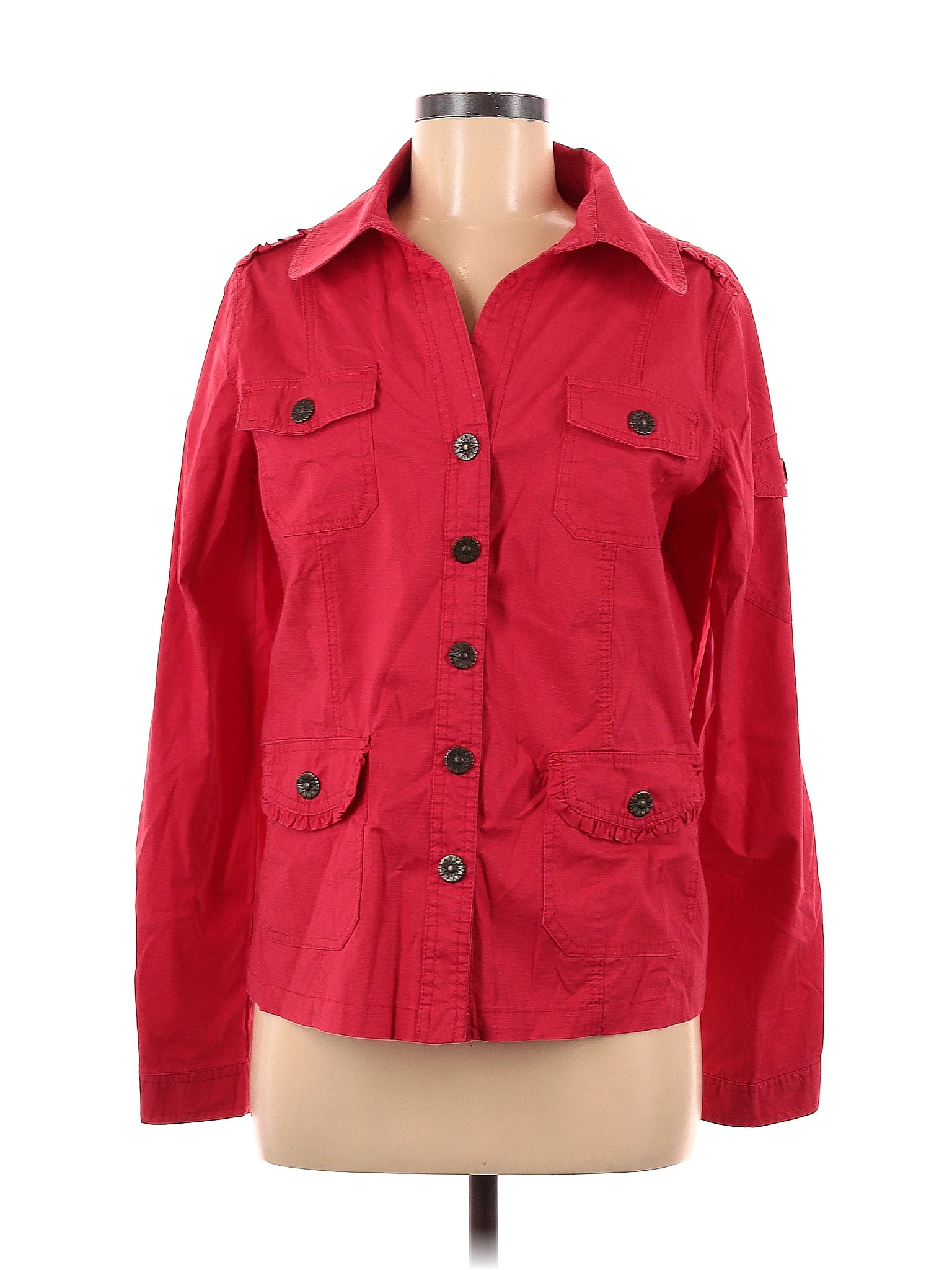 Keren Hart Red Long Sleeve Button Down Shirt Size M 41 Off Thredup