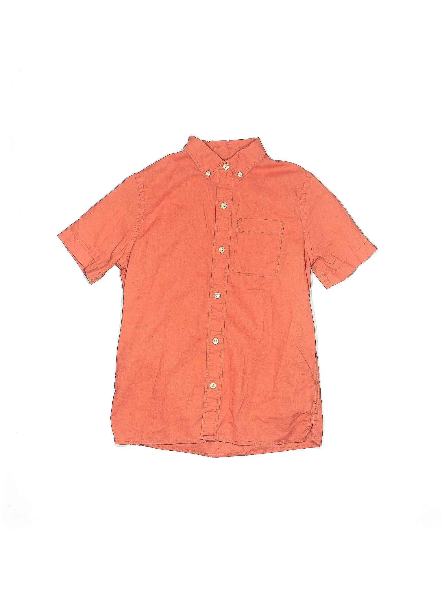 Gap Solid Orange Short Sleeve Button Down Shirt Size 10 59 Off Thredup