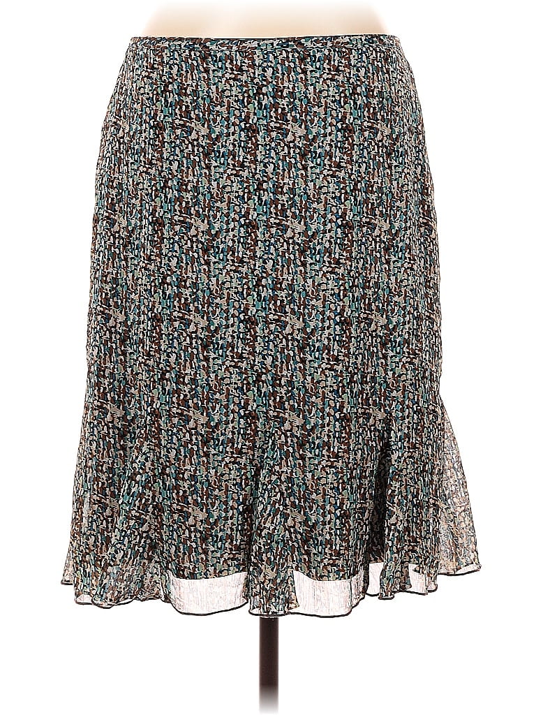 DressBarn 100% Polyester Marled Floral Motif Paisley Tweed Animal Print Teal Casual Skirt Size M - photo 1