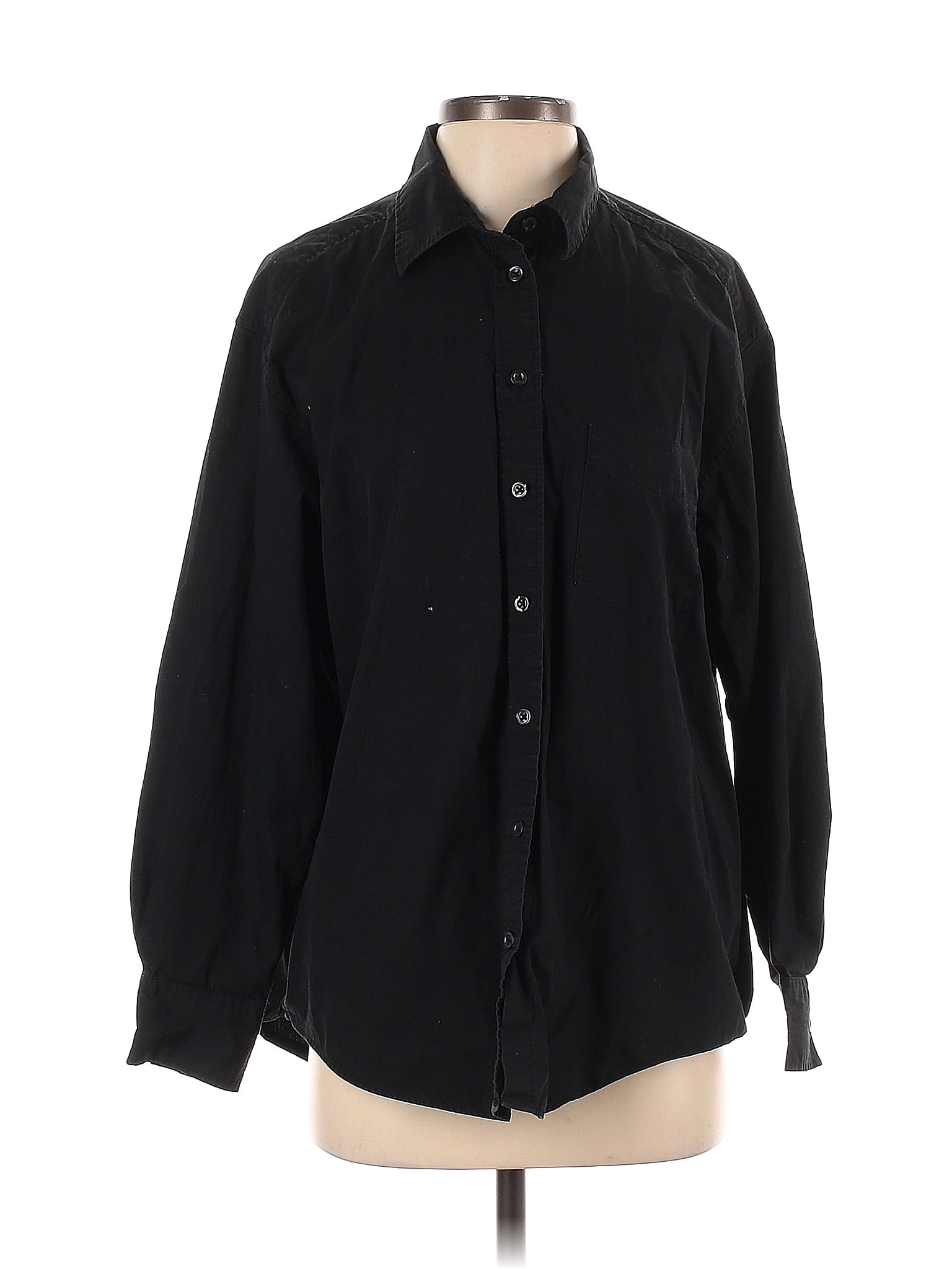 Gap 100 Cotton Solid Black Long Sleeve Button Down Shirt Size S 72