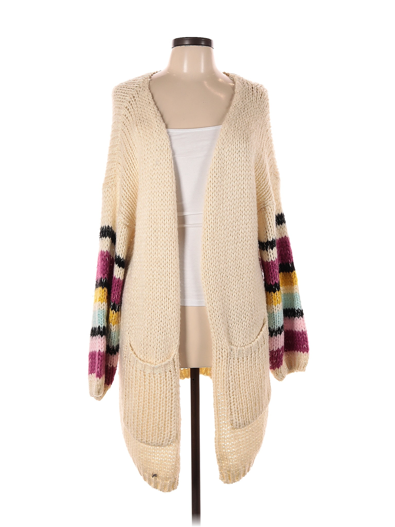 Davi & Dani Cable-Knit Color Block Open Front Cardigan main image 1