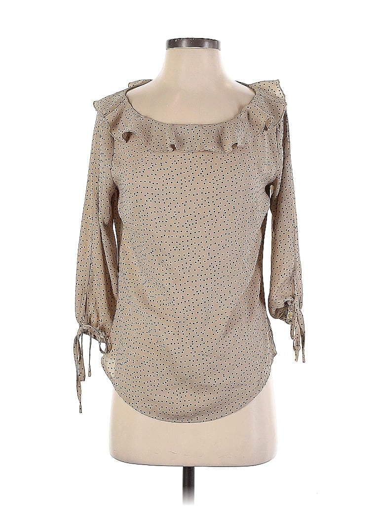Pre-owned Allegra K 3/4 Sleeve Blouse In Brown