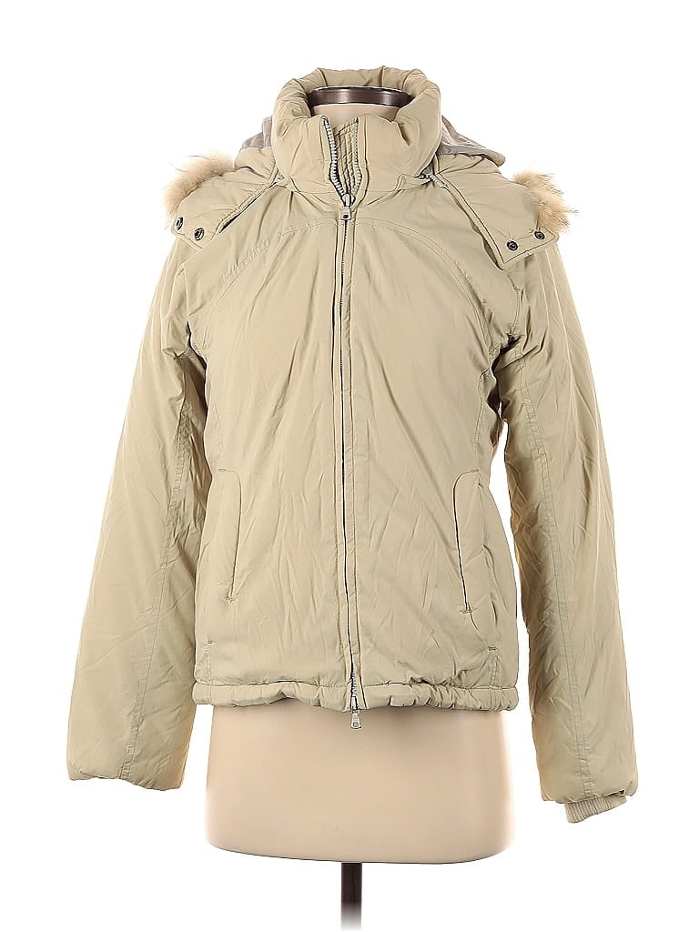 m0851 Solid Tan Fitted Parka with Fur Trim Size S - photo 1