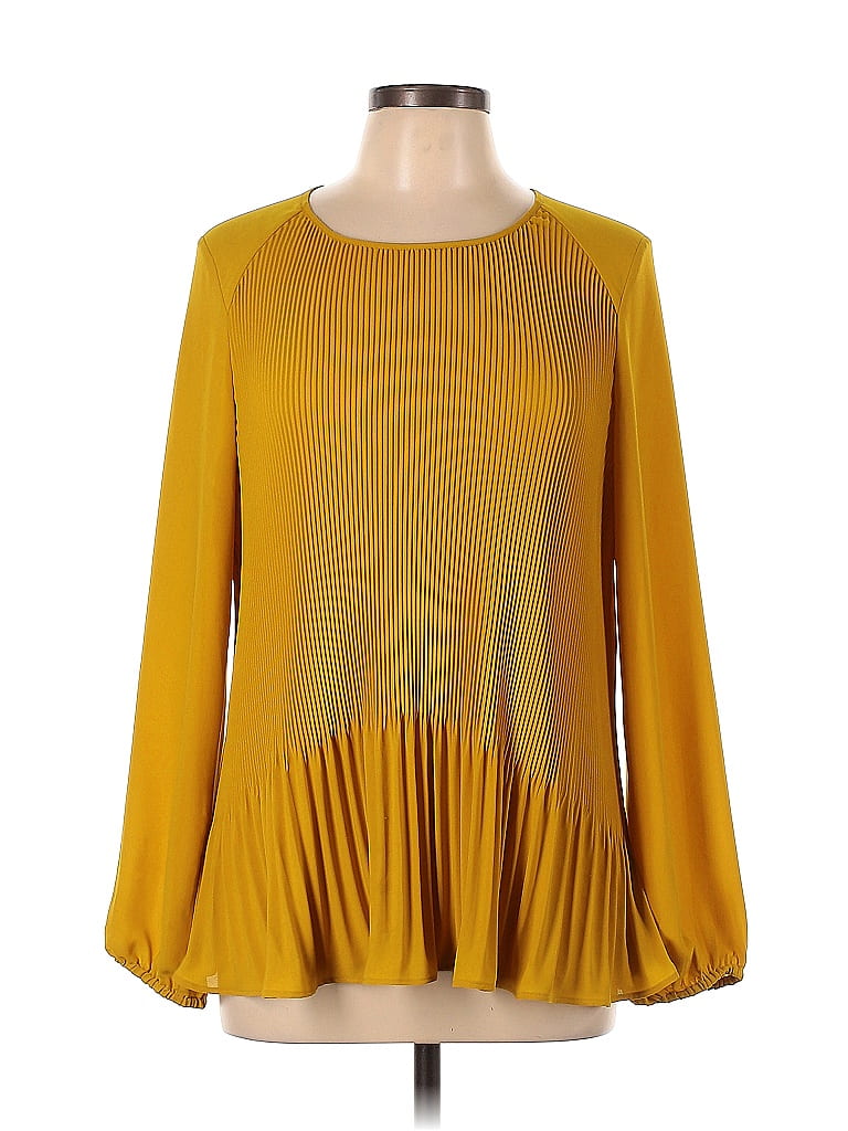 Luisa Cerano 100% Polyester Yellow Long Sleeve Blouse Size 10 - photo 1
