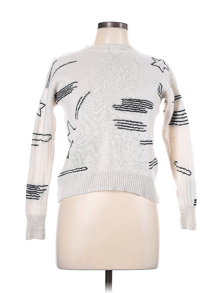 360 Sweater 100% Cashmere Graphic Silver Cashmere Pullover Sweater Size ...