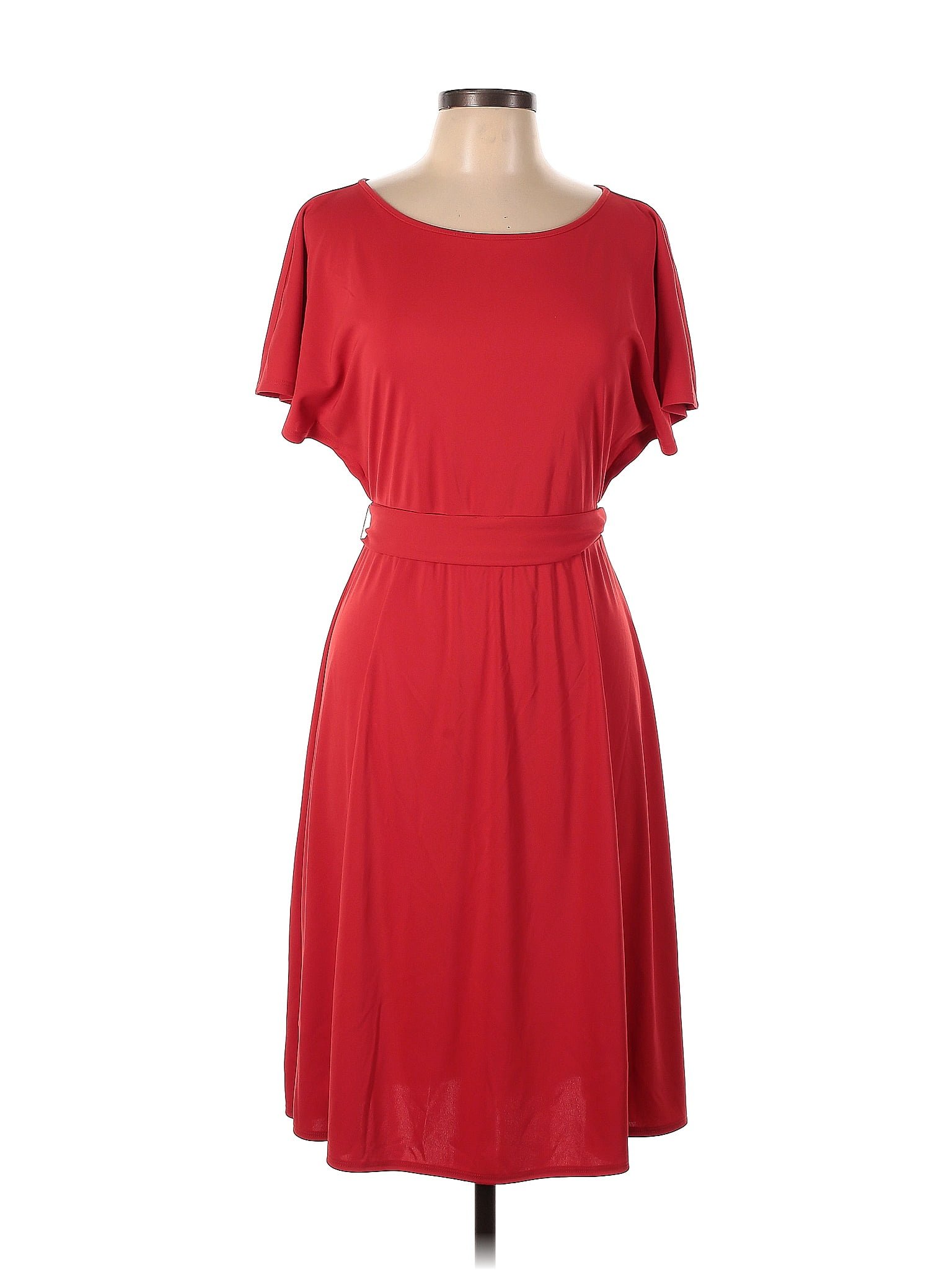 Ann Taylor 100 Polyester Solid Red Casual Dress Size 10 73 Off