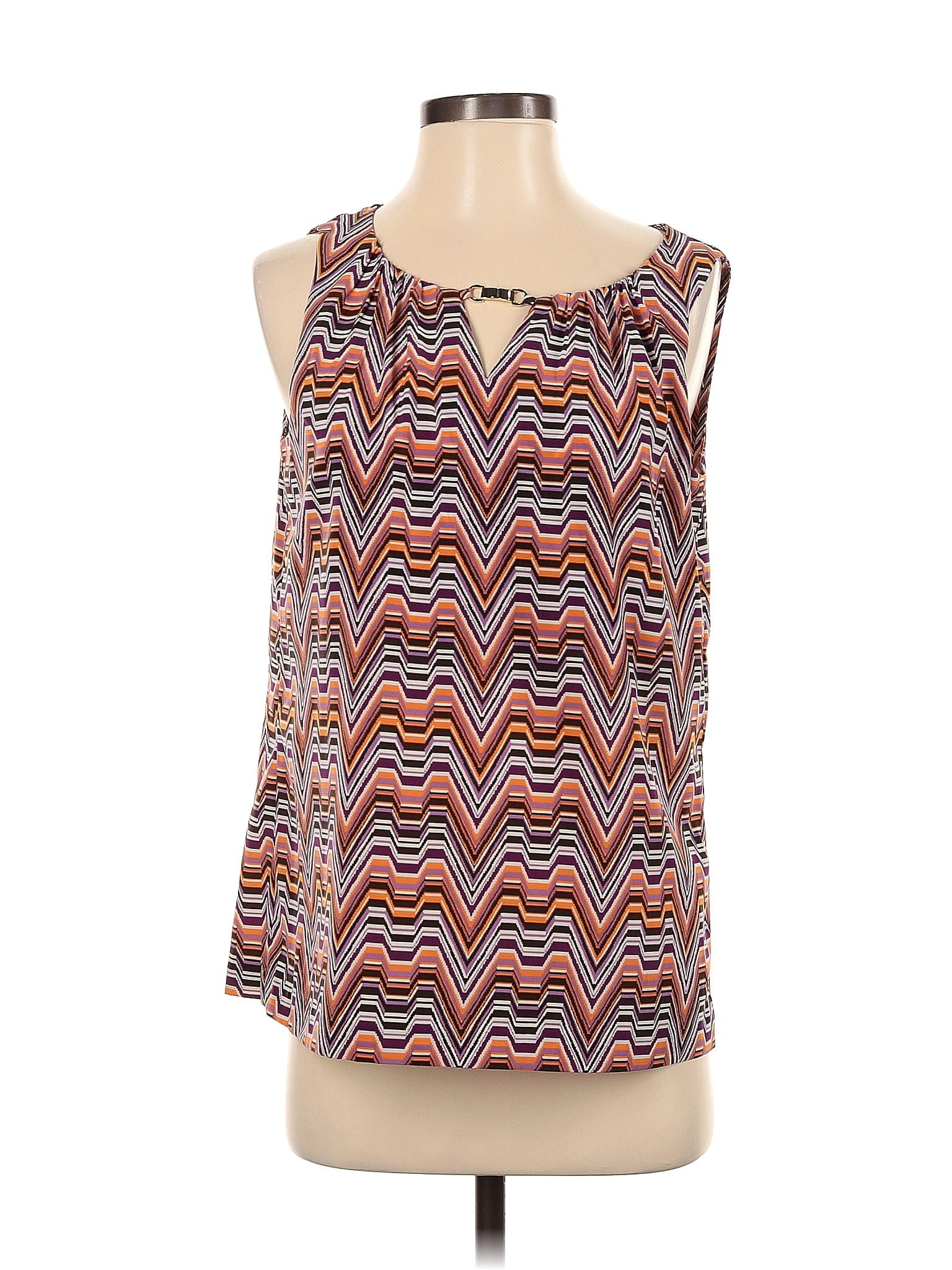 Dana Buchman 100 Polyester Chevron Orange Sleeveless Blouse Size S 73 Off Thredup 2974