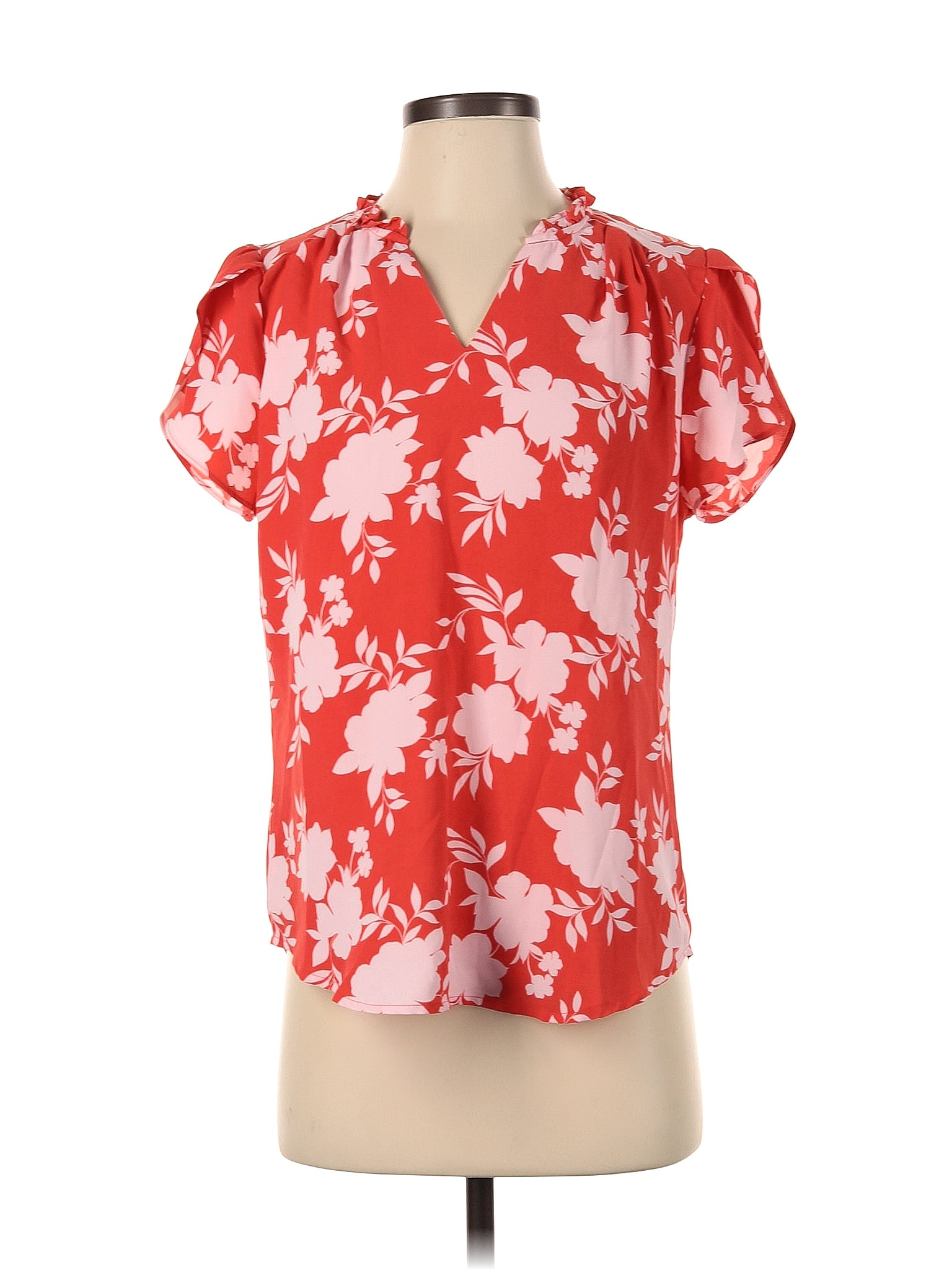 41hawthorn 100 Polyester Red Short Sleeve Blouse Size S 58 Off