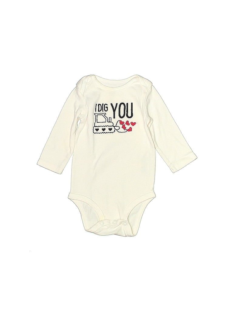Just One You Made by Carter's 100% Cotton Graphic Ivory Long Sleeve Onesie 3-6 MO / 6 MO - photo 1