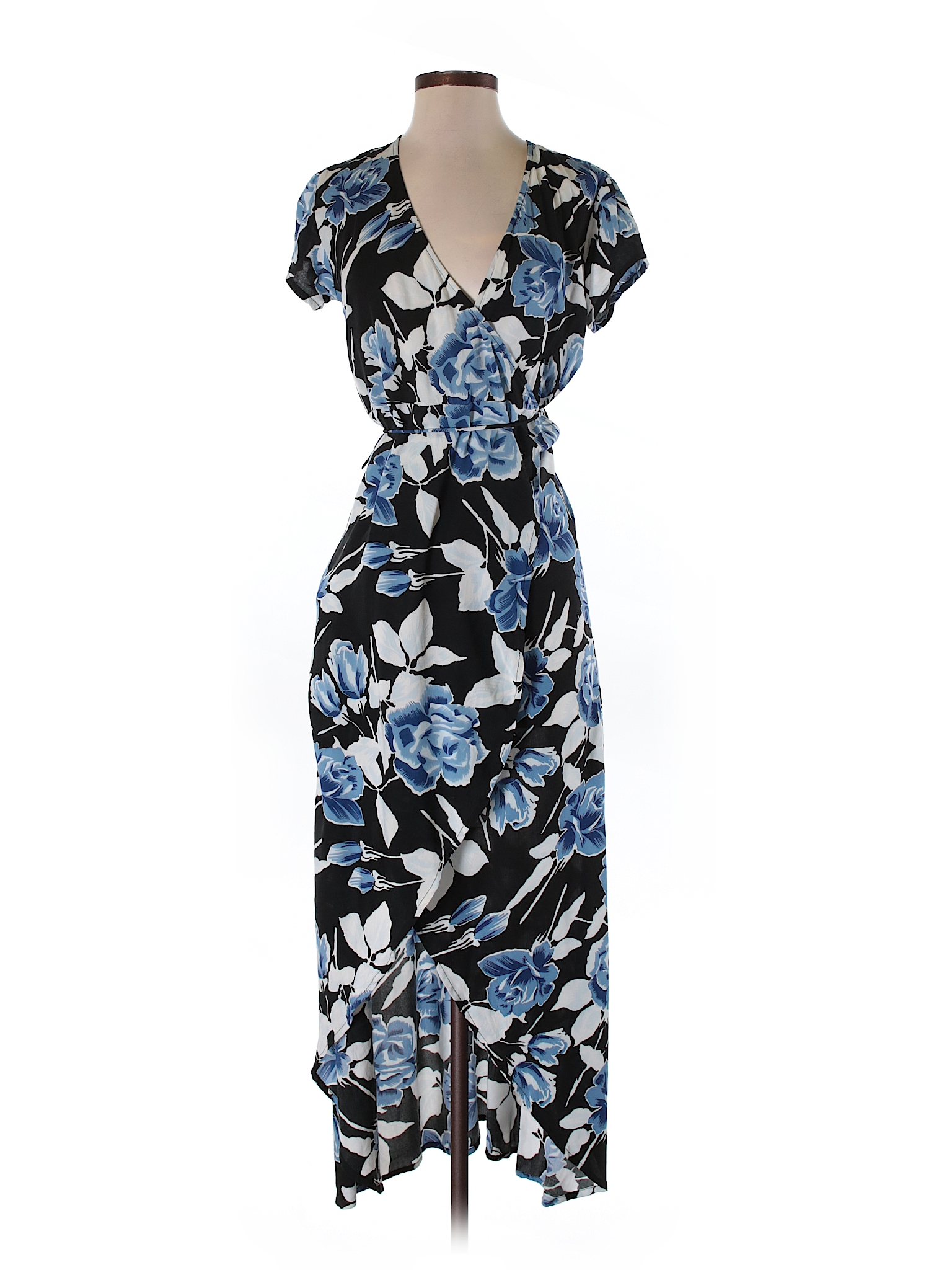 Faithfull the Brand 100% Rayon Floral Dark Blue Casual Dress Size S ...