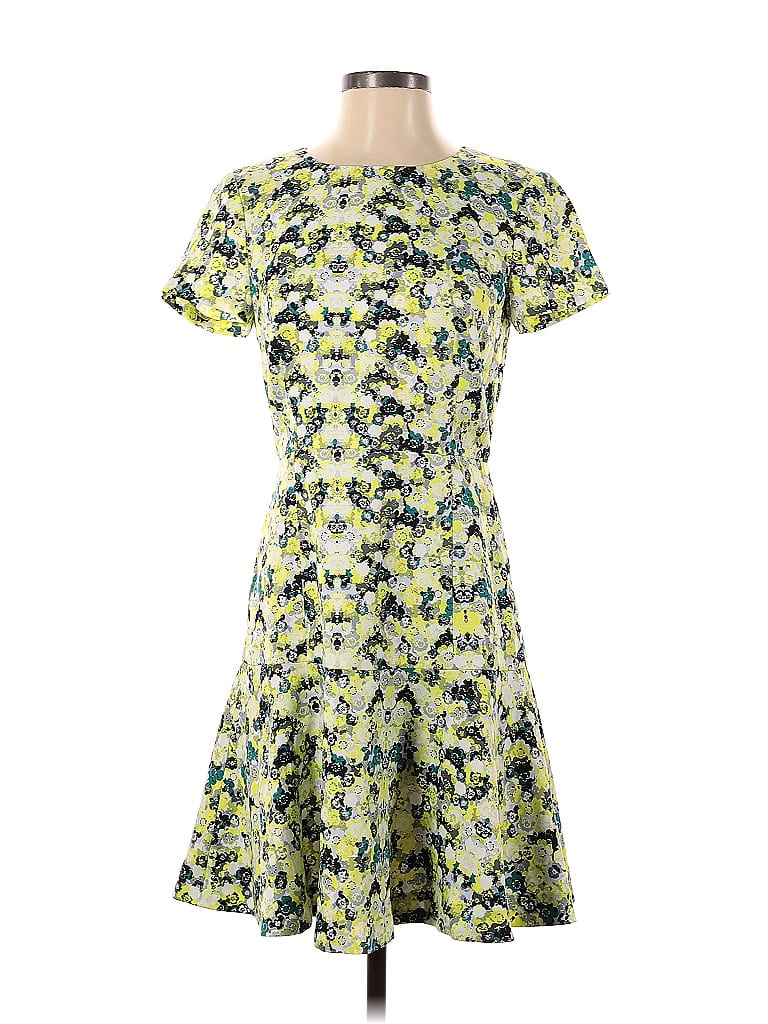 J.Crew Factory Store 100% Polyester Floral Motif Yellow Casual Dress Size 2 - photo 1