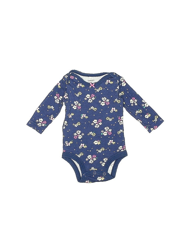 CARTER'S Pre-owned Babies' Long Sleeve Onesie In Blue
