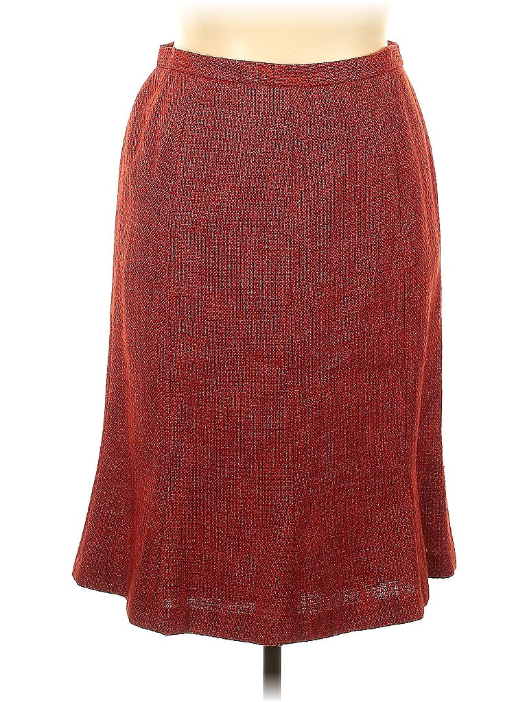 Kasper Marled Tweed Chevron-herringbone Red Formal Skirt Size 14 - photo 1