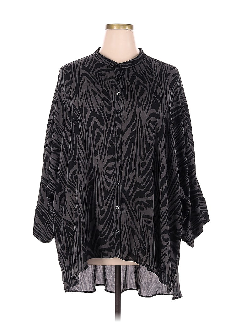 Torrid Zebra Print Animal Print Black Short Sleeve Blouse Size 5X Plus (5) (Plus) - photo 1