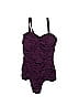Old Navy Jacquard Marled Solid Floral Motif Damask Hearts Brocade Graphic Purple One Piece Swimsuit Size 1X (Plus) - photo 1
