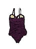 Old Navy Jacquard Marled Solid Floral Motif Damask Hearts Brocade Graphic Purple One Piece Swimsuit Size 1X (Plus) - photo 2