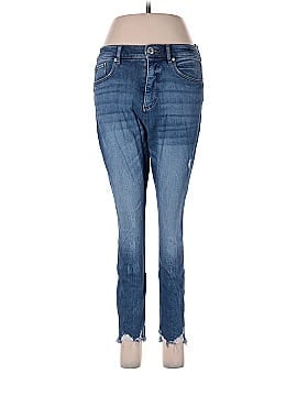 Ann Taylor LOFT Petite Chewed Hem High Rise Skinny Jeans in Vintage Wash (view 1)