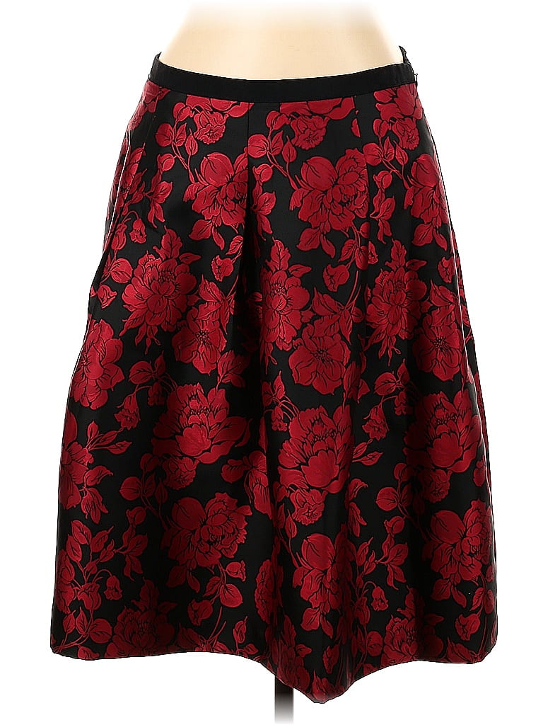 Talbots 100% Polyester Jacquard Floral Motif Damask Baroque Print Floral Batik Brocade Red Casual Skirt Size 12 (Petite) - photo 1