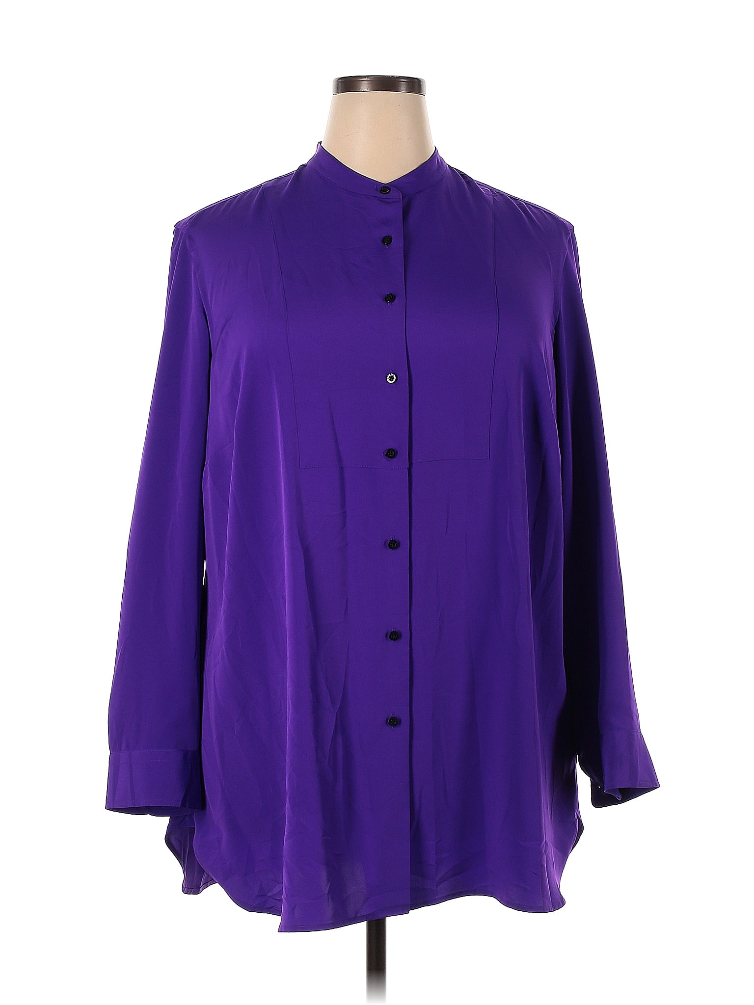 Lauren By Ralph Lauren 100 Polyester Purple Long Sleeve Blouse Size 2x