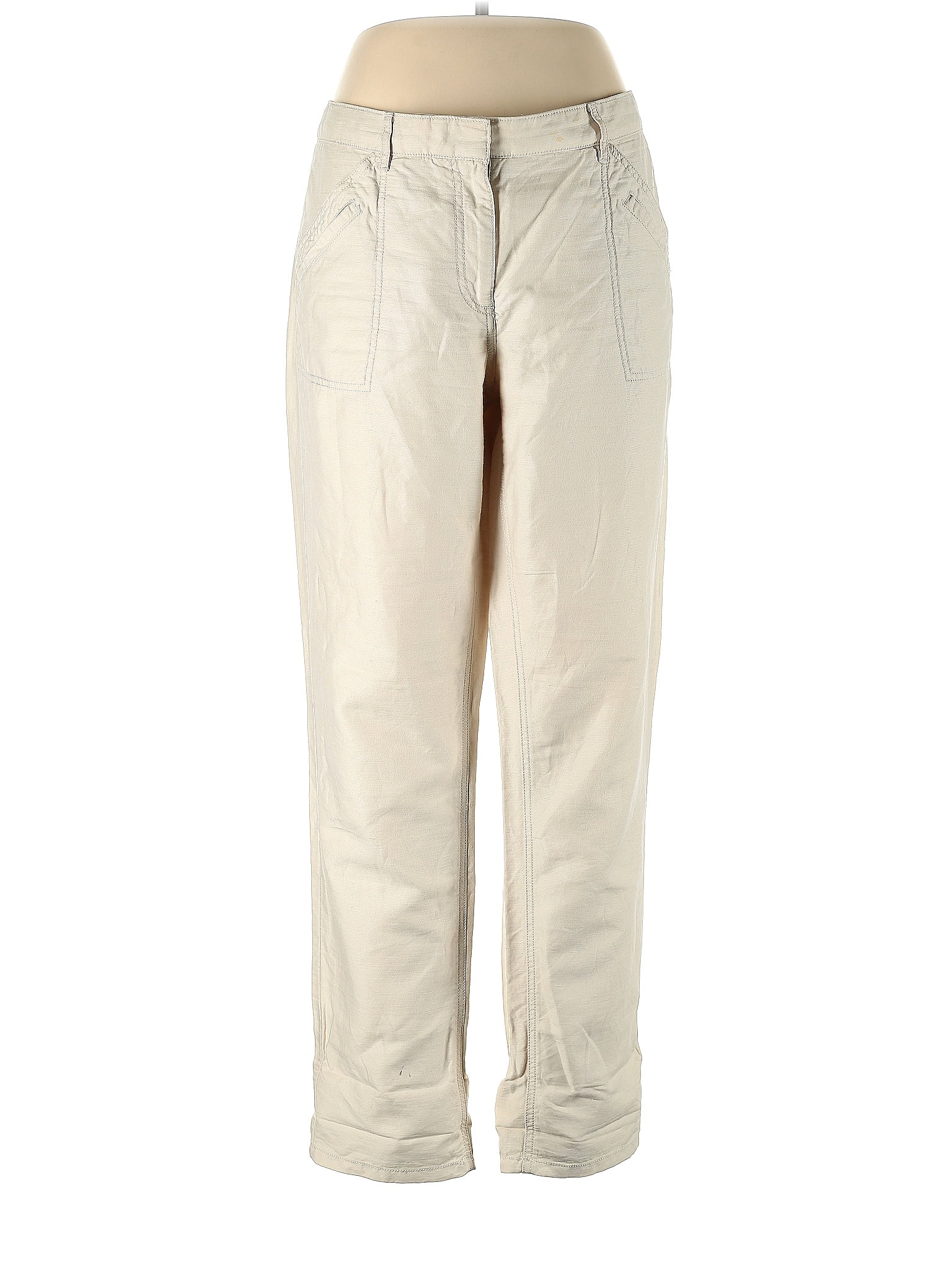 Ann Taylor LOFT Solid Ivory Linen Pants Size 12 71 off ThredUp