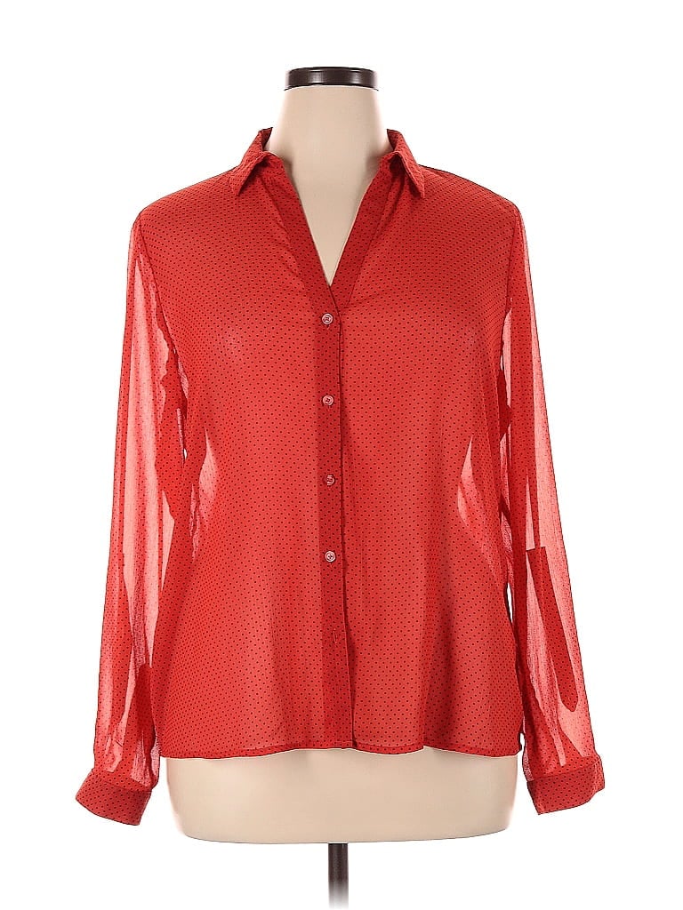 Outback Red 100% Polyester Red Long Sleeve Blouse Size XL - photo 1