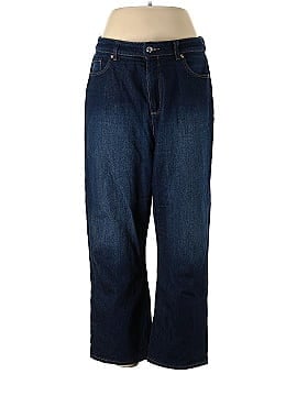 Ann Taylor LOFT Petite Curvy High Rise Straight Jeans in Clean Dark Wash (view 1)