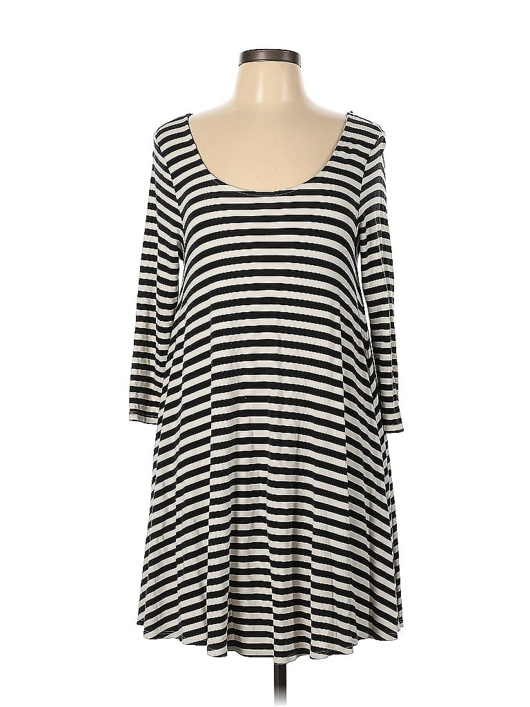 American Eagle Outfitters Stripes Black Casual Dress Size L - photo 1