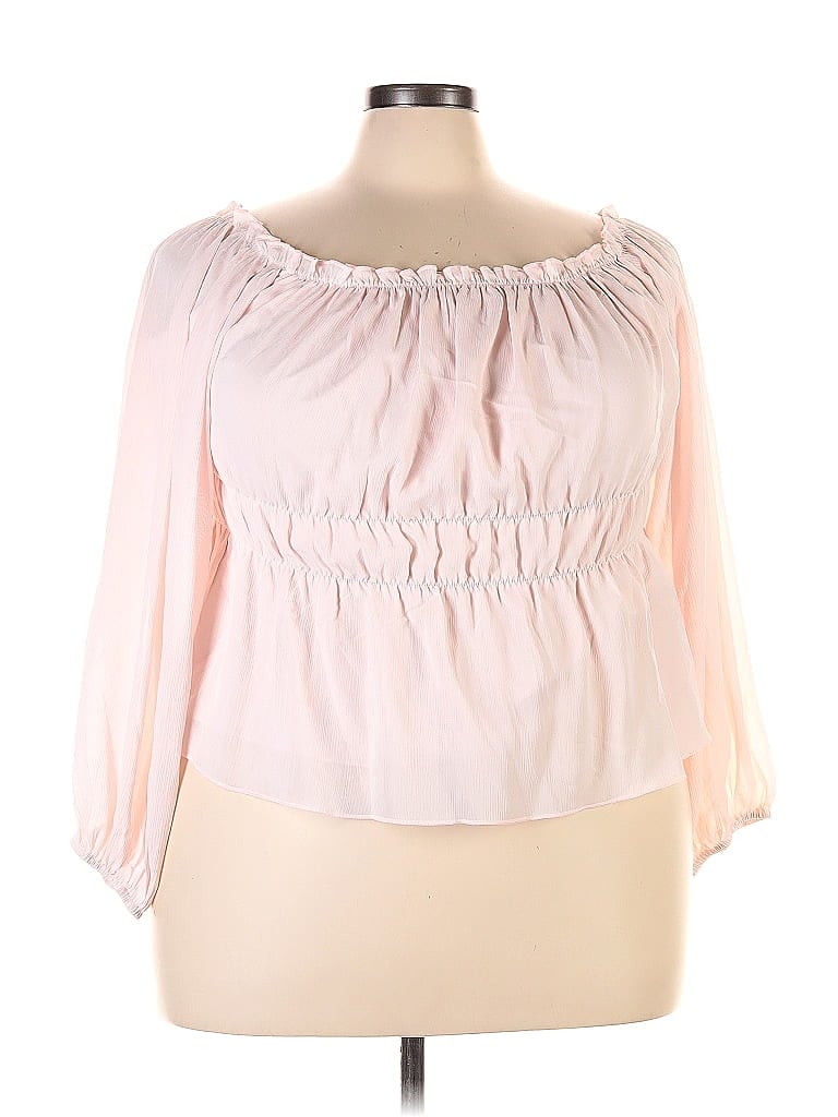 Fashion 100% Polyester Pink Long Sleeve Blouse Size XXL - photo 1