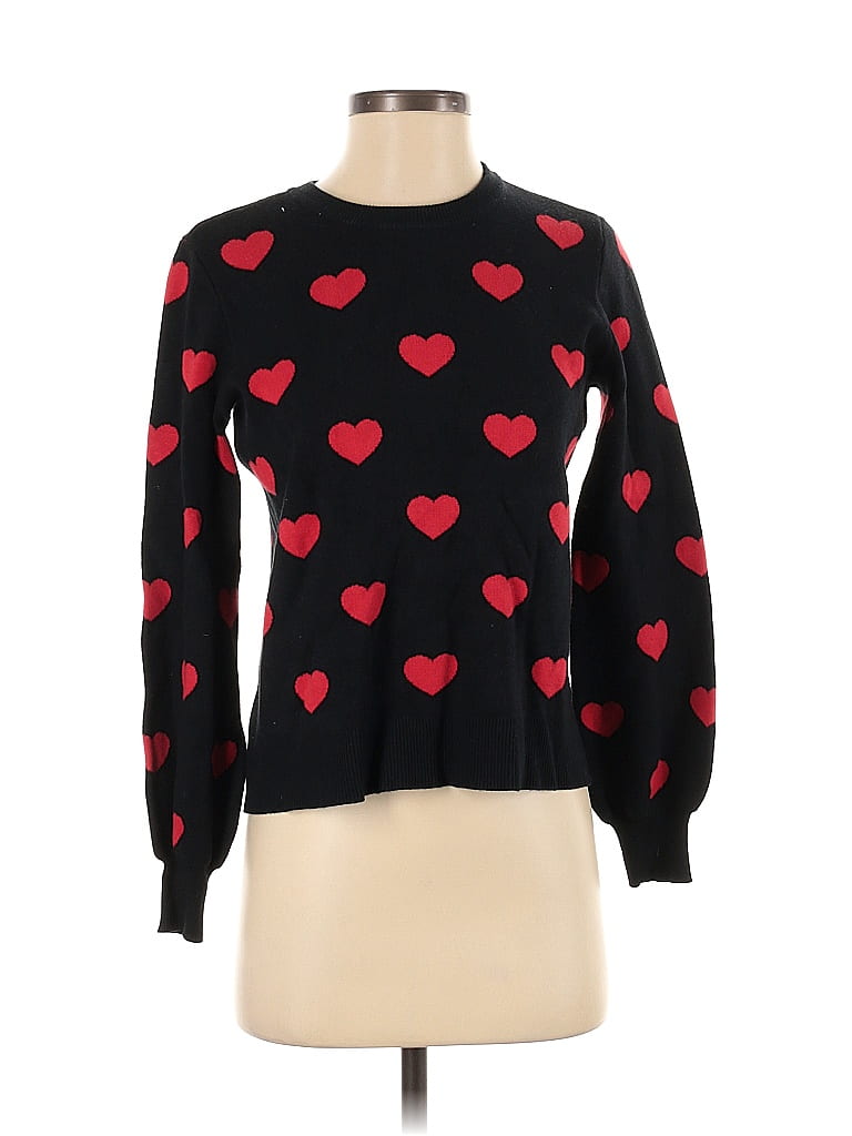 Marled by Reunited Hearts Polka Dots Black Pullover Sweater Size S - photo 1