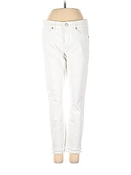 Ann Taylor LOFT Petite Double Frayed Slim Pocket Skinny Jeans in White (view 1)