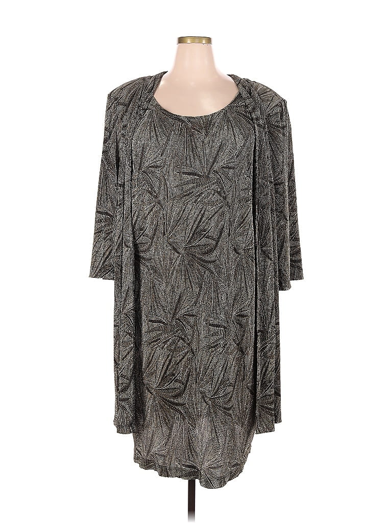 Anna Maxwell 100% Polyester Jacquard Gray Casual Dress Size 3X (Plus ...