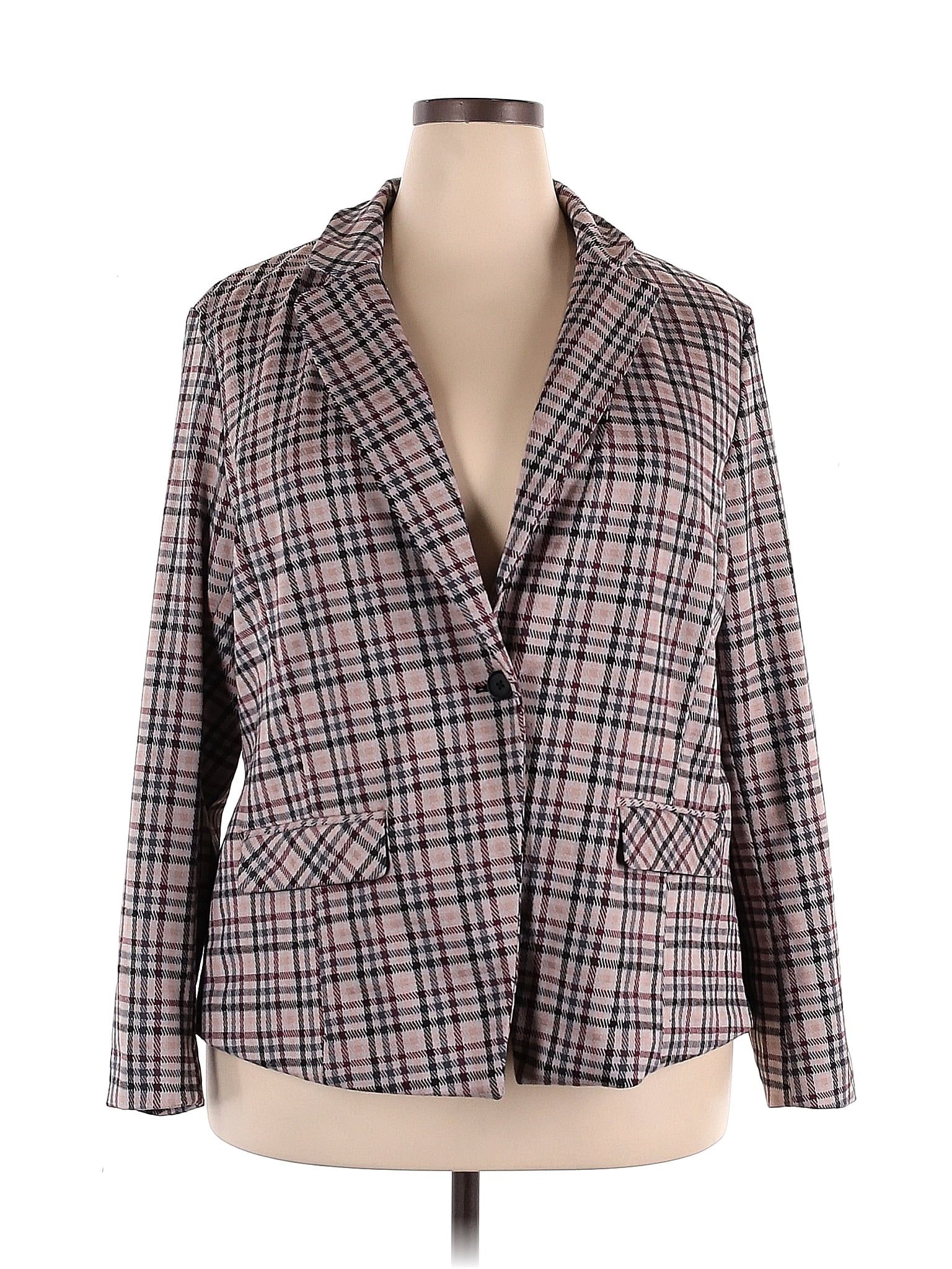 Torrid Houndstooth Checkered-gingham Plaid Tweed Gray Blazer Size 2X ...