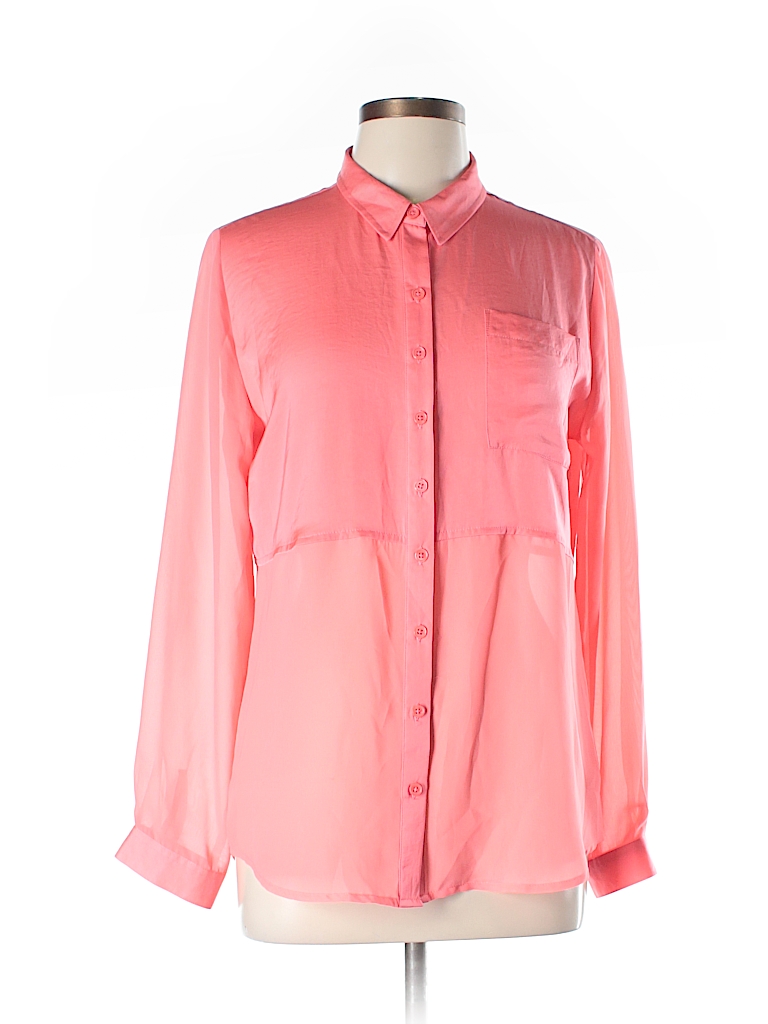 Apt. 9 Solid Coral Long Sleeve Blouse Size M - 97% off | thredUP