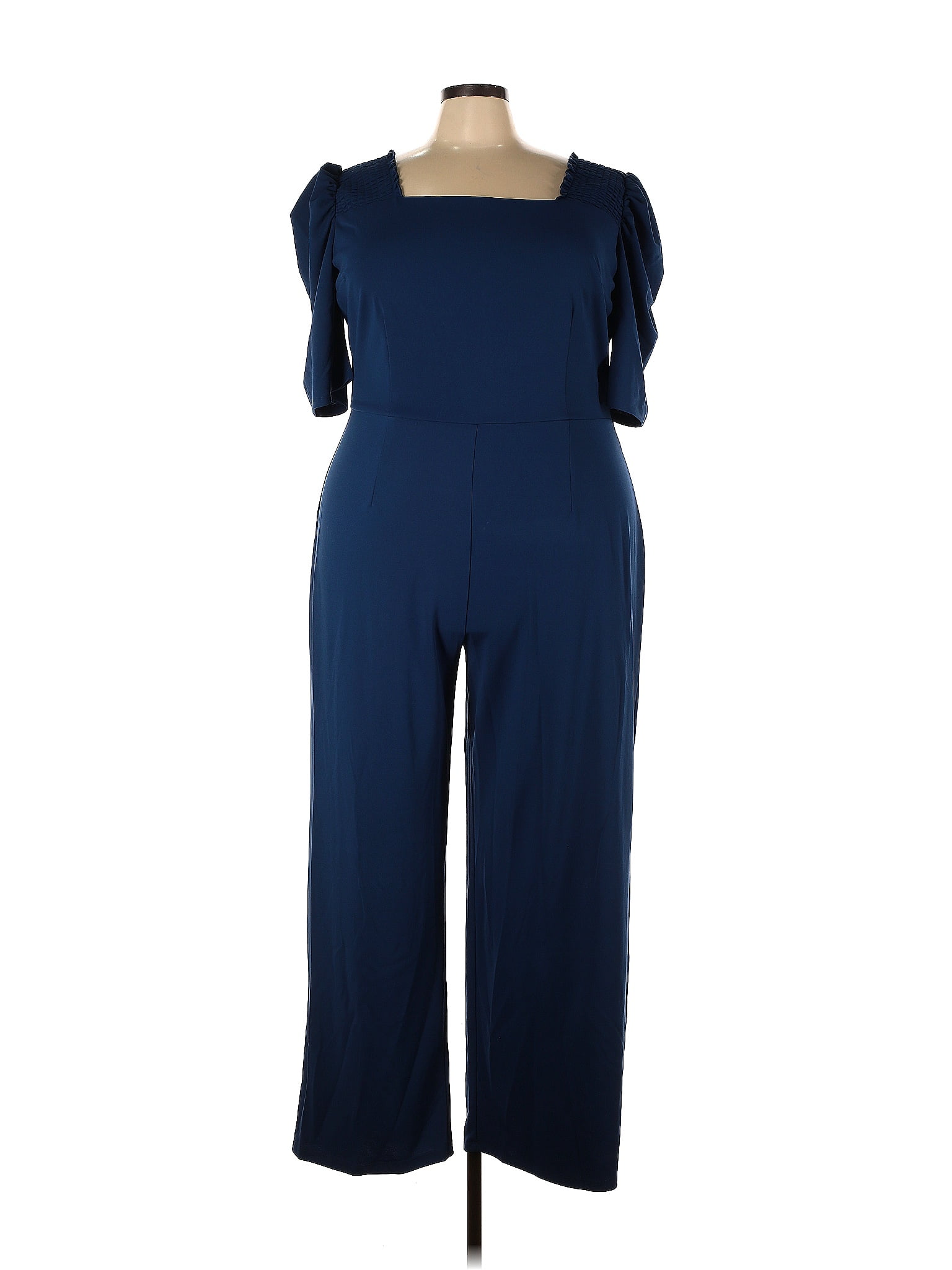 Ashley Stewart Solid Blue Jumpsuit Size 22 24 Plus Plus 56 Off